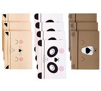 Cartella di Cartone A4 per Bambini - Soft-Touch - Stampa Interna ed Esterna - Forma Divertente - 3 Disegni Assortiti: Gatto + Orso + Panda - Confezione da 10 pezzi