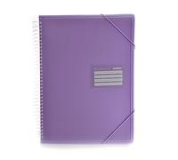 Cartella di custodie ultra vetro con spirale 360 e bordi rinforzati, ID, indicatori, tappi rigidi e chiusura in gomma. 100% Riciclabile by Office Box (Viola, A4-60 custodie)