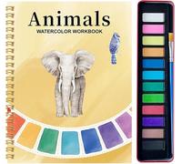 Cartella di lavoro per acquerelli con fiori, cartelle di lavoro per acquerelli e scatola per acquerelli, libro per esercitazioni artistiche a spirale per principianti, guida passo passo alla pittura