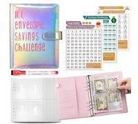 Cartella Di Sfida Di 100 Buste, Libro Di Sfida Di Risparmio Con Buste, Libro Di Soldi Sfida | Buste Di Cassa Funny Money Challenge, Cartella Di Bilancio Con Monitoraggio Per Risparmiare