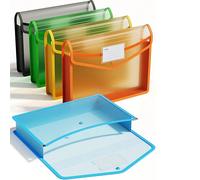 Cartella espandibile in plastica, buste trasparenti con chiusura a scatto, senza divisori, grande capacità, colori assortiti, adatta per formato lettera/A4 (colori delle schede casuali) Tagli UnicaPol