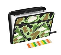 Cartella espandibile verde mimetica con cerniera, 13 tasche, formato A4, con chiusura a cerniera per espandere la cartella portadocumenti sospesa