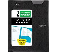 Cartella fermadocumenti Five Star a 2 tasche, in plastica colorata, con tasche e chiusure a perno per raccoglitori a 3 anelli, ideale per casa, s