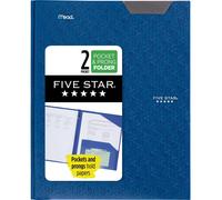Cartella fermadocumenti Five Star a 2 tasche, in plastica colorata, con tasche e chiusure a perno, per casa, scuola e ufficio, 11 x 8-1/2, blu (7