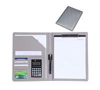 Cartella for conferenze, cartella for curriculum Padfolio A4, organizer for documenti aziendali in pelle PU con blocco appunti e porta biglietti da visita for colloqui riunioni(Greay)