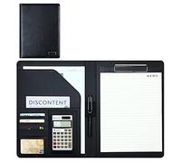 Cartella for conferenze, cartella portadocumenti Padfolio in pelle PU, blocco note for appunti, formato lettera A4, for, organizzatore di documenti legali for colloqui(Black+12digit calculator)