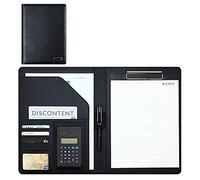 Cartella for conferenze, cartella portadocumenti Padfolio in pelle PU, blocco note for appunti, formato lettera A4, for, organizzatore di documenti legali for colloqui(Black+8digit calculator)