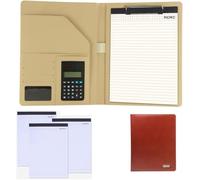 Cartella for conferenze, raccoglitore multifunzionale in formato A4, in pelle, for curriculum, documenti for colloqui, organizzatore for, for uomini e donne, blocco note ricaricabile(Coffee)