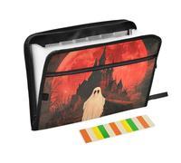 Cartella gotica con castello di vampiri, con chiusura, 13 tasche, formato A4, con chiusura a cerniera, per scuola, casa, ufficio, classe