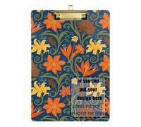 Cartella in plastica con giglio arancione, stile retrò, personalizzabile per ufficio, polizia, infermiere, allenatori di calcio, dimensioni 9 x 12