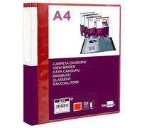 Cartella leiderpapel 30 buste canguro pp din a4 rosso traslucido copertina e dorso personalizzabile