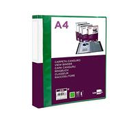 Cartella leiderpapel 60 buste canguro pp din a4 verde traslucido copertina e dorso personalizzabile