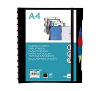 Cartella leiderpapel a4 con 40 buste intercambiabili 5 set busta e copertina in gomma e dorso personalizzabile nero