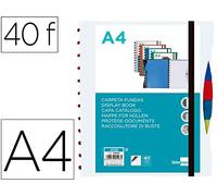 Cartella leiderpapel a4 con 40 buste intercambiabili 5 set busta e copertina in gomma e dorso personalizzabile trasparente