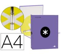 Cartella Liderpapel Anthracik A4 foderata 4 anelli 25 mm rotondi colore viola