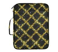 Cartella multi tasca con paillettes nere e oro con 7 tasche formato A4 con chiusura a cerniera per documenti di carta da ufficio para guardar documentos