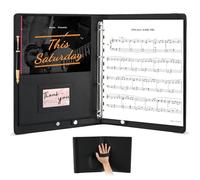 Cartella musicale, cartella per spartiti A4 con cinturino da polso e 30 tasche per coro, recital di pianoforte, in similpelle nera