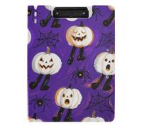 Cartella per appunti con zucche bianche di Halloween, formato A4, con doppia clip in metallo, portapenne, supporto per infermieristica, con copertina rigida