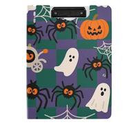 Cartella per appunti Happy Halloween ragnatela a scacchi A4 Clipfolio due clip in metallo portapenne infermieristica lavagna con coperchio
