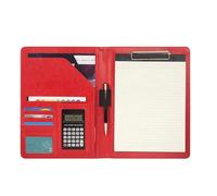 Cartella per conferenze in pelle con portablocco per documenti aziendali con tasca multipla elastica per penna con note