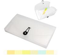 Cartella per ricevute traslucida a 13 tasche con etichette per organizzare coupon e valute in casa o in ufficio, colore bianco, design trasparente, facile da identificare il contenuto