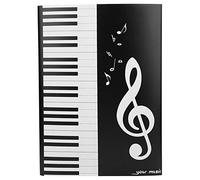 Cartella per Spartiti Musicali, 4 Pagine in Formato A4 Cartella Nera con Rilegatura a Spirale, Cartella per Spartiti per Pianoforte a Tema Musicale Portaoggetti per Corali