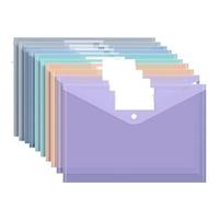 cartella plastica trasparente, 20 buste in plastica A4 con chiusura a scatto, trasparenti, multicolori. Ufficio(Mixed Thick)