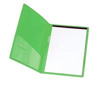 Cartella Porta Blocco Appunti in Plastica con Porta Penna e Tasca Interna, Formato A4, Colore Verde