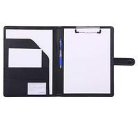 Cartella Porta Documenti A4 Pelle Portablocco Con Pinza Cartellina Portadocumenti Cartelline Portablocchi (Nero)