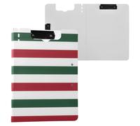 Cartella portablocco classica a righe rosse e verdi A4 portablocco Folio doppia clip in metallo portapenne ufficio clip board con coperchio