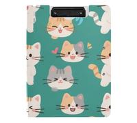 Cartella portablocco con archiviazione cartone animato carino gatto bianco A4 Appunti raccoglitore a doppia clip in metallo portapenne scuola clip board con coperchio