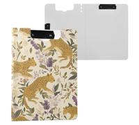 Cartella portablocco con contenitore a forma di leopardo della giungla, formato A4, con doppia clip in metallo, portapenne, per la scuola, con copertina