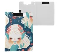 Cartella portablocco con contenitore a forma di sirene fiabe formato A4, con raccoglitore con due clip in metallo, portapenne scolastico con copertina