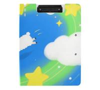 Cartella portablocco con contenitore carino cartone animato bianco pecora A4 Appunti Folio doppia clip in metallo portapenne infermieristica clip Board con coperchio