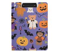 Cartella portablocco con contenitore carino orso marrone zucca per Halloween A4 Appunti raccoglitore orizzontale e verticale doppia clip infermieristica con copertina rigida