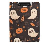 Cartella portablocco con contenitore Goth Yellow Halloween Pumpkin A4 Appunti Folio Doppia Clip in Metallo Portapenne Scuola Clip Board con coperchio