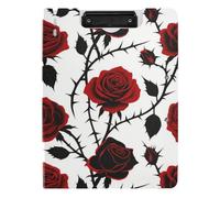 Cartella portablocco con contenitore gotico rosso nero Halloween Thorn Rose A4 Appunti raccoglitore a doppia clip portapenne scuola clip Board con coperchio