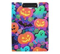 Cartella portablocco con contenitore Happy Halloween colorato Candy Ghosts A4 Appunti raccoglitore due clip in metallo portapenne infermieristica lavagna con coperchio
