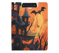 Cartella portablocco con contenitore Happy Halloween pipistrello zucca A4 Appunti con Padfolio Doppia clip in metallo portapenne infermieristica clip Board con coperchio