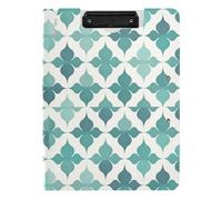 Cartella portablocco con contenitore piatto motivo geometrico quadrifoglio verde A4 portablocco raccoglitore con doppia clip in metallo portapenne infermieristica con coperchio