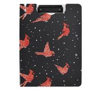 Cartella portablocco con contenitore rosso glitterato uccello A4 portablocco raccoglitore con due clip in metallo portapenne infermieristica lavagna con coperchio