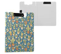 Cartella portablocco con contenitore verde cactus vaso blu A4 Appunti Appunti Cartella Appunti Due clip in metallo portapenne infermieristica Clip Board con coperchio