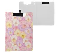 Cartella portablocco con fiori del pensiero A4 portablocco con doppia clip in metallo, portapenne, supporto per infermieristica, con copertina rigida