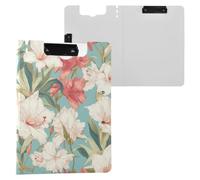 Cartella portablocco con fiori tropicali, formato A4, con doppia clip, portapenne, supporto per infermieristica, con coperchio