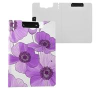 Cartella portablocco con fiori viola, bianco e lilla, formato A4, doppia clip in metallo, portapenne, supporto per infermieristica, con coperchio