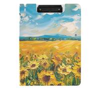 Cartella portablocco con girasole e campo sotto la luce del sole, formato A4, con doppia clip in metallo, portapenne, con custodia