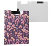 Cartella portablocco con motivo floreale rosa polverosa, formato A4, con due clip in metallo, portapenne, con clip per infermieristica, con copertina rigida