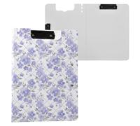 Cartella portablocco con motivo floreale viola, formato A4, portablocco con doppia clip in metallo, portapenne, supporto per infermieristica, con copertina rigida