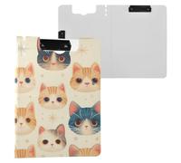 Cartella portablocco con scomparti Little Chic Cats Face A4 orizzontali e verticali doppie clip per la scuola con copertina rigida