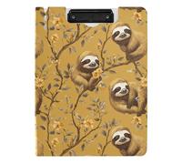 Cartella portablocco con spazio A4 Appunti Folio Raccoglitore a doppia clip portapenne infermieristica con copertina rigida Cartoon Sweet Bradipo Oro
